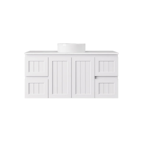 600-1500mm Lukka Archill Federation Wall Hung Vanity PVC Board Matt White/Black Linear Surface