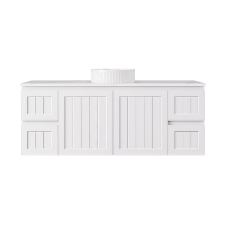 600-1500mm Lukka Archill Federation Wall Hung Vanity PVC Board Matt White/Black Linear Surface
