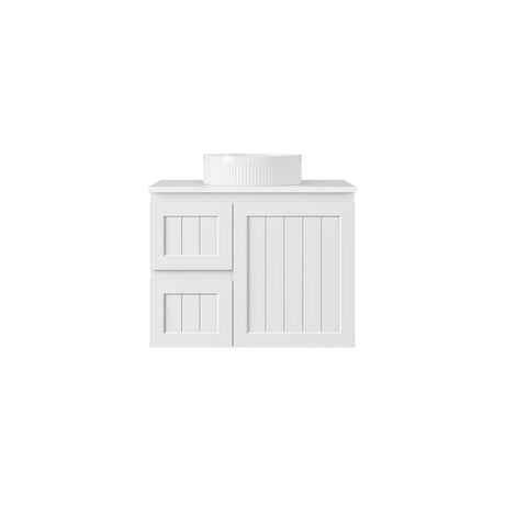 600-1500mm Lukka Archill Federation Wall Hung Vanity PVC Board Matt White/Black Linear Surface