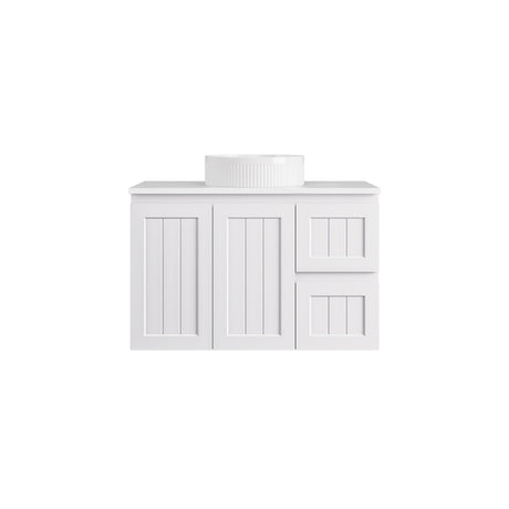 600-1500mm Lukka Archill Federation Wall Hung Vanity PVC Board Matt White/Black Linear Surface