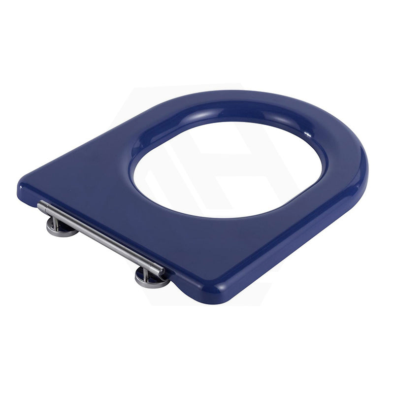 Lukka Hadden 800x360x865mm Rimless Flush Back To Wall Care Toilet Suite with Blue/Grey Toilet Seat & Flush Button