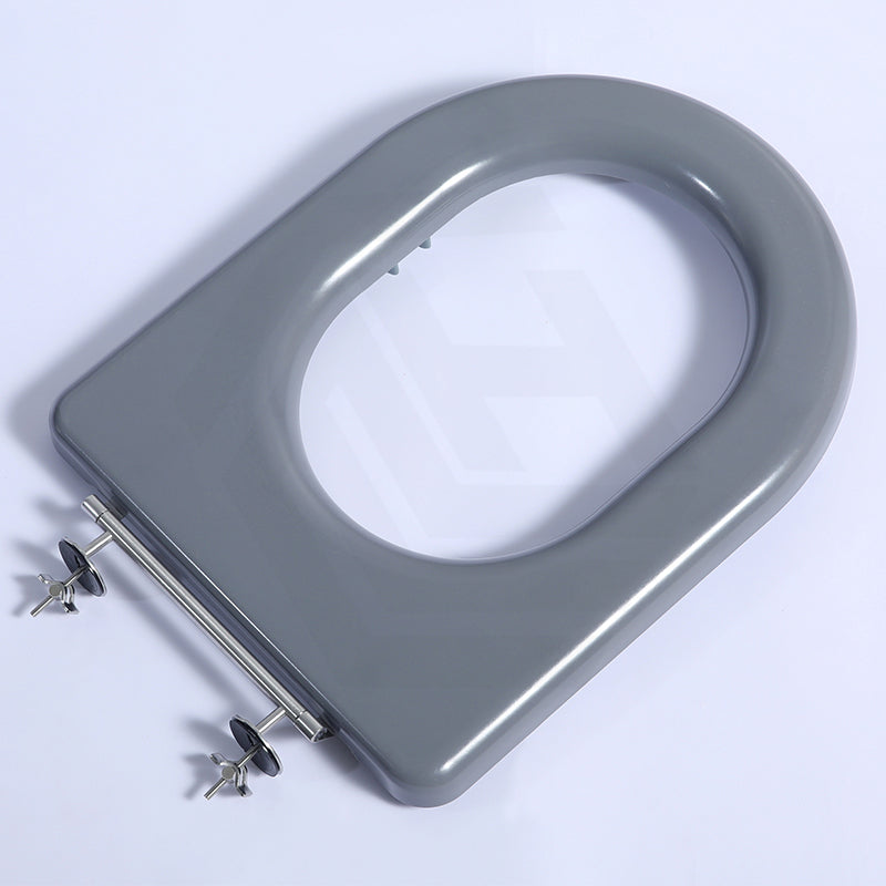 Lukka Hadden 800x360x865mm Rimless Flush Back To Wall Care Toilet Suite with Blue/Grey Toilet Seat & Flush Button