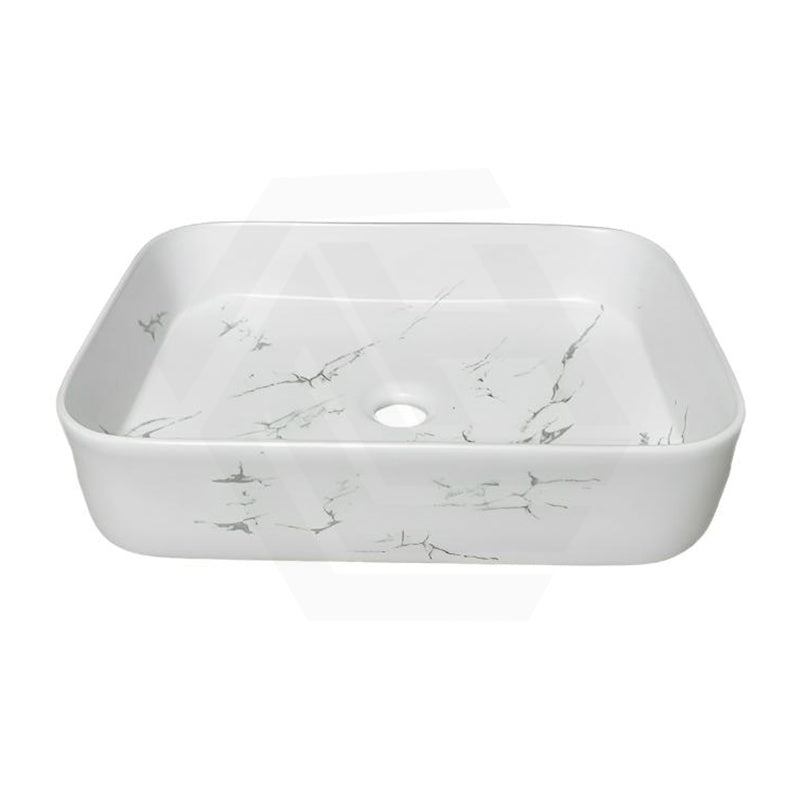 Lukka Kliff 505x370x110mm Fine Ceramic Above Counter Basin No Overflow Matt Marble White
