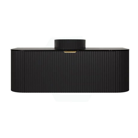 600-1800mm Lukka Agena Matt White/Black Wall Hung Bathroom Fluted PVC Vanity with Soft Closing Drawers Curve Edge