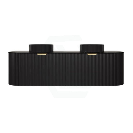 600-1800mm Lukka Agena Matt White/Black Wall Hung Bathroom Fluted PVC Vanity with Soft Closing Drawers Curve Edge