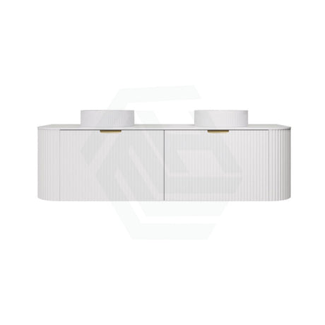 600-1800mm Lukka Agena Matt White/Black Wall Hung Bathroom Fluted PVC Vanity with Soft Closing Drawers Curve Edge