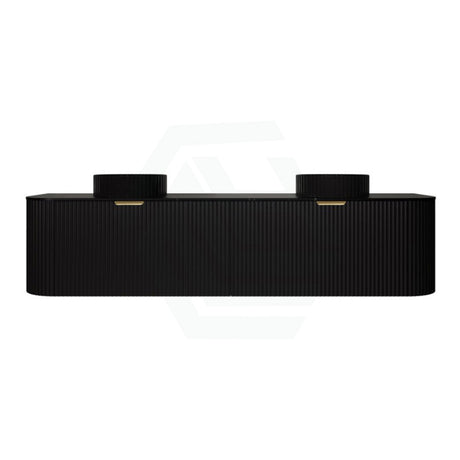 600-1800mm Lukka Agena Matt White/Black Wall Hung Bathroom Fluted PVC Vanity with Soft Closing Drawers Curve Edge