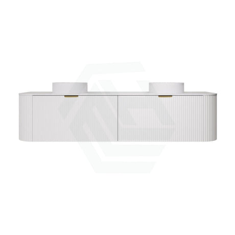600-1800mm Lukka Agena Matt White/Black Wall Hung Bathroom Fluted PVC Vanity with Soft Closing Drawers Curve Edge
