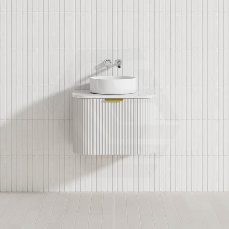 600-1800mm Lukka Agena Matt White/Black Wall Hung Bathroom Fluted PVC Vanity with Soft Closing Drawers Curve Edge