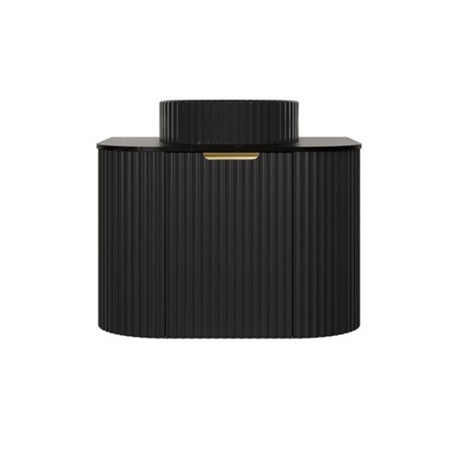 600-1800mm Lukka Agena Matt White/Black Wall Hung Bathroom Fluted PVC Vanity with Soft Closing Drawers Curve Edge