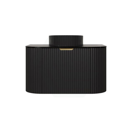 600-1800mm Lukka Agena Matt White/Black Wall Hung Bathroom Fluted PVC Vanity with Soft Closing Drawers Curve Edge