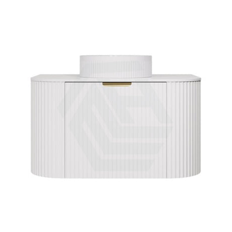 600-1800mm Lukka Agena Matt White/Black Wall Hung Bathroom Fluted PVC Vanity with Soft Closing Drawers Curve Edge