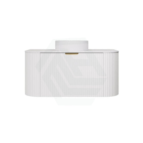 600-1800mm Lukka Agena Matt White/Black Wall Hung Bathroom Fluted PVC Vanity with Soft Closing Drawers Curve Edge