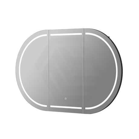 900/1200/1500Mm Ceto Olivia Matt Black Oval Led Shaving Cabinet Frontlit Cabinets