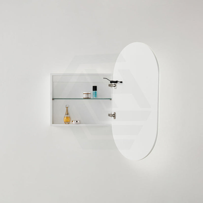 Lukka Allison Pill 450x900x150mm Oval Frontlit LED Shaving Cabinet Matt White / Matt Black