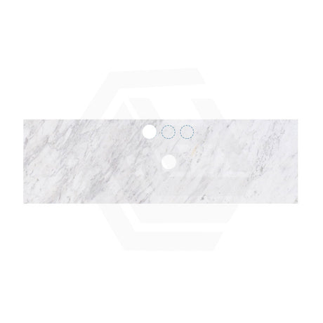 18mm Thick Lukka Carrara White Marble Top with Center Waste Hole, 12/10/2 O'clock Semi Drilled Tap Hole Available At the Back 605-1505mm