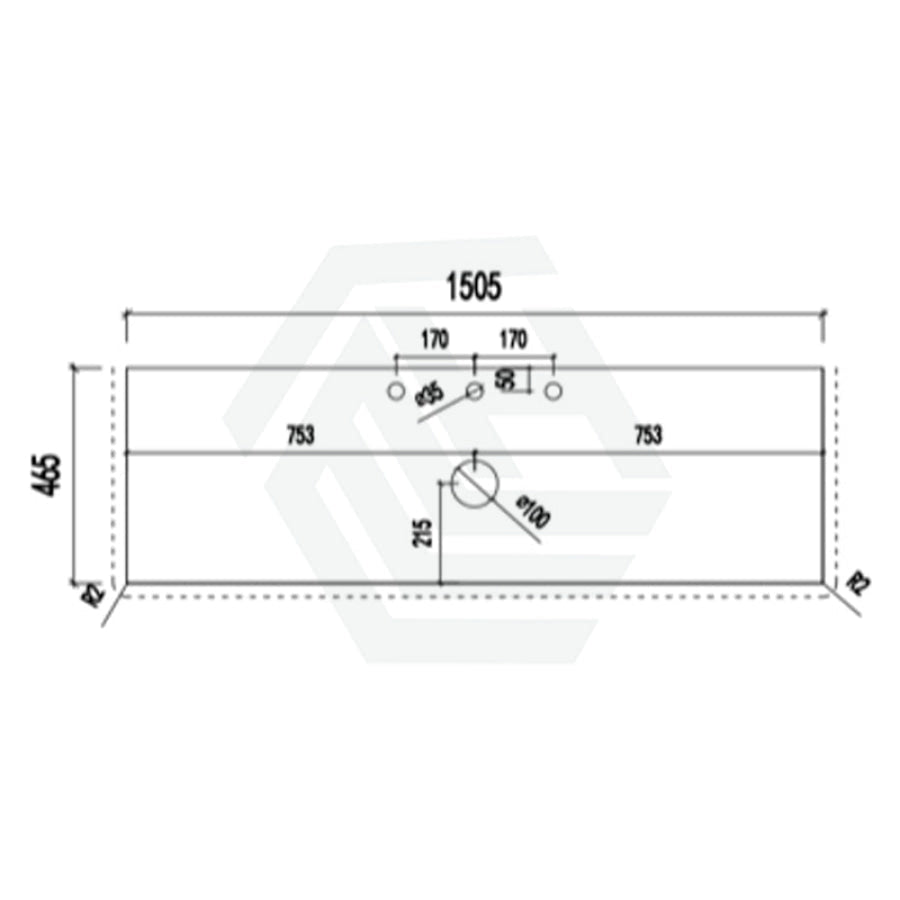 18mm Thick Lukka Carrara White Marble Vanity Top with Center Waste Hole, 605-1505mm, Semi-Drilled Tap Hole at 12/10/2 O'clock Positions