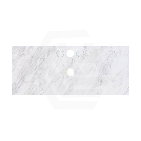 18mm Thick Lukka Carrara White Marble Top with Center Waste Hole, 12/10/2 O'clock Semi Drilled Tap Hole Available At the Back 605-1505mm