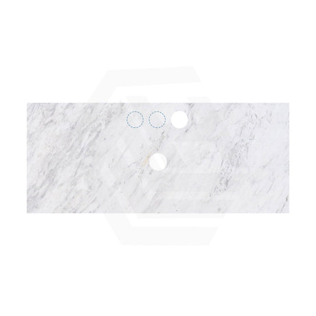 18mm Thick Lukka Carrara White Marble Top with Center Waste Hole, 12/10/2 O'clock Semi Drilled Tap Hole Available At the Back 605-1505mm