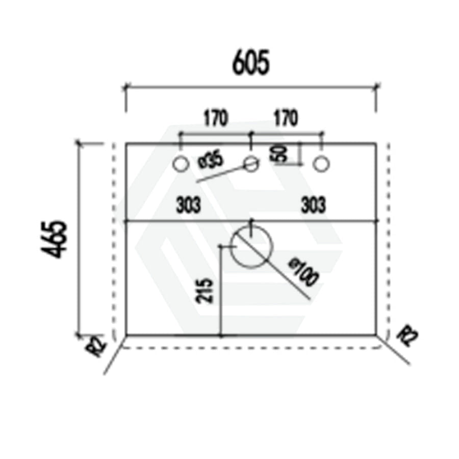 18mm Thick Lukka Carrara White Marble Vanity Top with Center Waste Hole, 605-1505mm, Semi-Drilled Tap Hole at 12/10/2 O'clock Positions