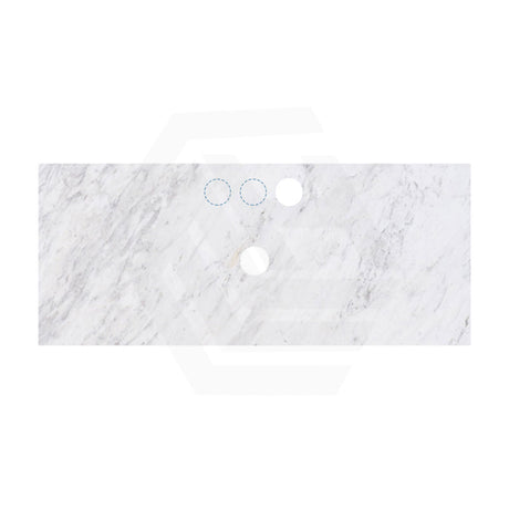 18mm Thick Lukka Carrara White Marble Top with Center Waste Hole, 12/10/2 O'clock Semi Drilled Tap Hole Available At the Back 605-1505mm