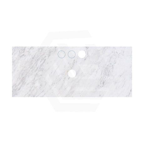 18mm Thick Lukka Carrara White Marble Top with Center Waste Hole, 12/10/2 O'clock Semi Drilled Tap Hole Available At the Back 605-1505mm