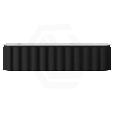 Lukka 600-1800mm Estella Matt White/Black Modern Wall Hung Fluted PVC Vanity With Soft Closing Side Drawers Curve Edge