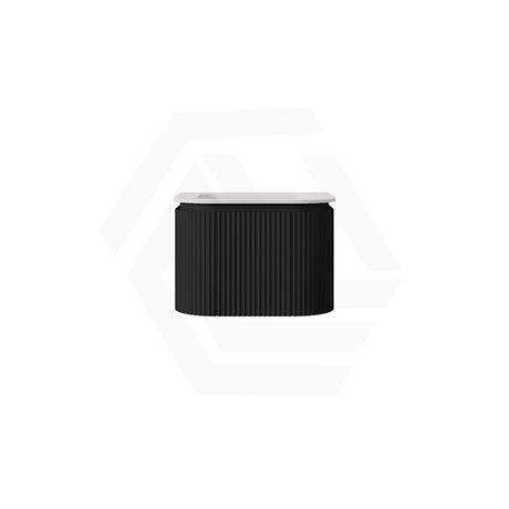Lukka 600-1800mm Estella Matt White/Black Modern Wall Hung Fluted PVC Vanity With Soft Closing Side Drawers Curve Edge