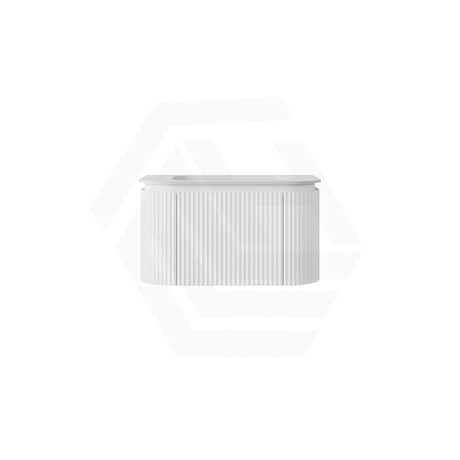 Lukka 600-1800mm Estella Matt White/Black Modern Wall Hung Fluted PVC Vanity With Soft Closing Side Drawers Curve Edge