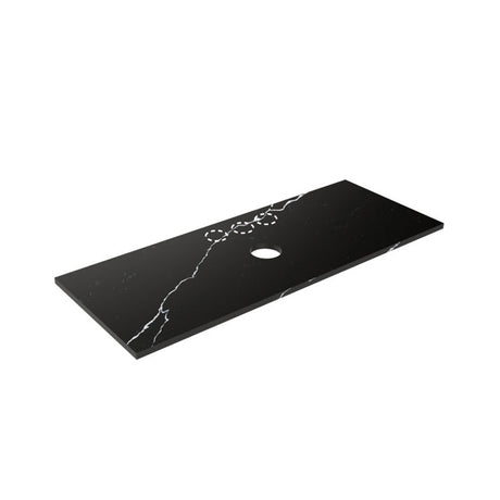 20mm Thick Lukka Calacatta Night Zero Silica Engineered Stone Vanity Top with Center Waste Hole, 605-1505mm, Semi-Drilled Tap Hole at 12/10/2 O'clock Positions