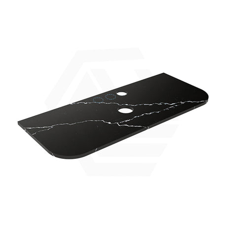 Lukka 20mm Thick Calacatta Night Curved Edge Zero Silica Engineer Stone Top with Center Waste Hole,  12 /10/2 O'clock Semi Drilled Tap Hole Available 605-1805mm