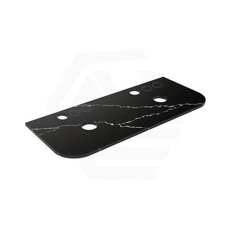 Lukka 20mm Thick Calacatta Night Curved Edge Zero Silica Engineer Stone Top with Center Waste Hole,  12 /10/2 O'clock Semi Drilled Tap Hole Available 605-1805mm