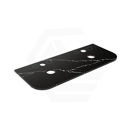 Lukka 20mm Thick Calacatta Night Curved Edge Zero Silica Engineer Stone Top with Center Waste Hole,  12 /10/2 O'clock Semi Drilled Tap Hole Available 605-1805mm