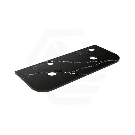 Lukka 20mm Thick Calacatta Night Curved Edge Zero Silica Engineer Stone Top with Center Waste Hole,  12 /10/2 O'clock Semi Drilled Tap Hole Available 605-1805mm