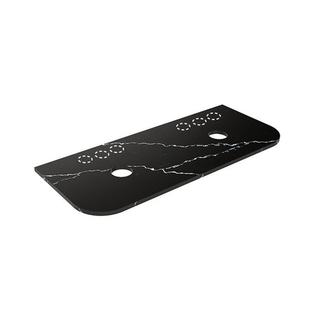 Lukka 20mm Thick Calacatta Night Curved Edge Zero Silica Engineer Stone Top with Center Waste Hole,  12 /10/2 O'clock Semi Drilled Tap Hole Available 605-1805mm