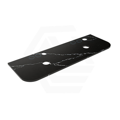 Lukka 20mm Thick Calacatta Night Curved Edge Zero Silica Engineer Stone Top with Center Waste Hole,  12 /10/2 O'clock Semi Drilled Tap Hole Available 605-1805mm