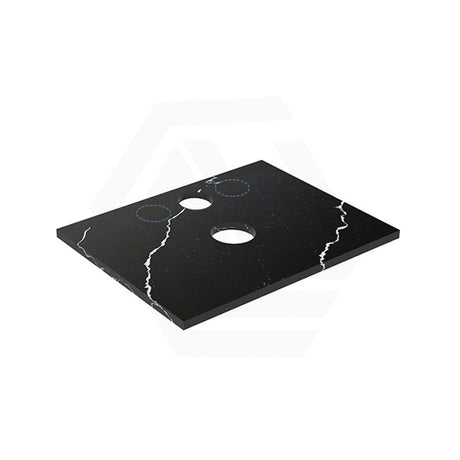 Lukka 20mm Thick Calacatta Night Zero Silica Engineer Stone Top with Center Waste Hole,  12 /10/2 O'clock Semi Drilled Tap Hole Available 605-1505mm