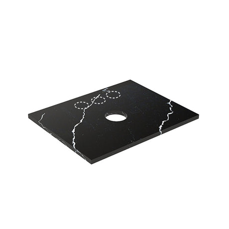 20mm Thick Lukka Calacatta Night Zero Silica Engineered Stone Vanity Top with Center Waste Hole, 605-1505mm, Semi-Drilled Tap Hole at 12/10/2 O'clock Positions