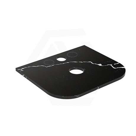 Lukka 20mm Thick Calacatta Night Curved Edge Zero Silica Engineer Stone Top with Center Waste Hole,  12 /10/2 O'clock Semi Drilled Tap Hole Available 605-1805mm