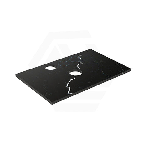 Lukka 20mm Thick Calacatta Night Zero Silica Engineer Stone Top with Center Waste Hole,  12 /10/2 O'clock Semi Drilled Tap Hole Available 605-1505mm