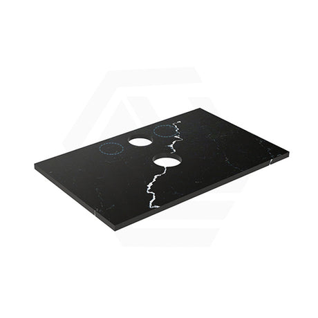 Lukka 20mm Thick Calacatta Night Zero Silica Engineer Stone Top with Center Waste Hole,  12 /10/2 O'clock Semi Drilled Tap Hole Available 605-1505mm