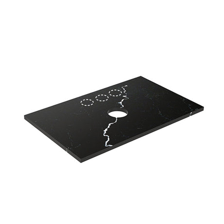 20mm Thick Lukka Calacatta Night Zero Silica Engineered Stone Vanity Top with Center Waste Hole, 605-1505mm, Semi-Drilled Tap Hole at 12/10/2 O'clock Positions