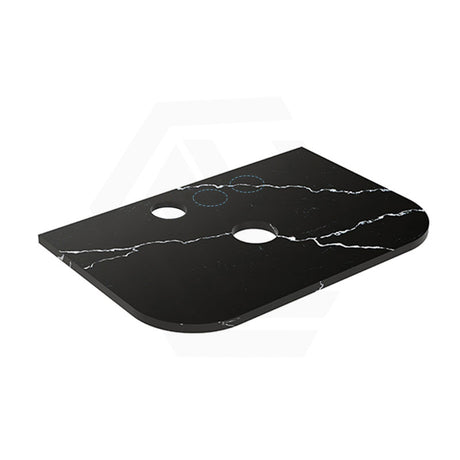 Lukka 20mm Thick Calacatta Night Curved Edge Zero Silica Engineer Stone Top with Center Waste Hole,  12 /10/2 O'clock Semi Drilled Tap Hole Available 605-1805mm