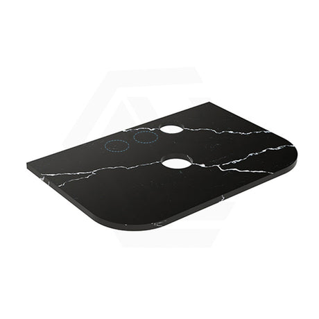 Lukka 20mm Thick Calacatta Night Curved Edge Zero Silica Engineer Stone Top with Center Waste Hole,  12 /10/2 O'clock Semi Drilled Tap Hole Available 605-1805mm