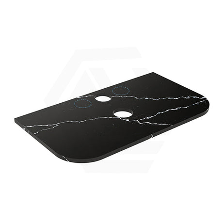 Lukka 20mm Thick Calacatta Night Curved Edge Zero Silica Engineer Stone Top with Center Waste Hole,  12 /10/2 O'clock Semi Drilled Tap Hole Available 605-1805mm