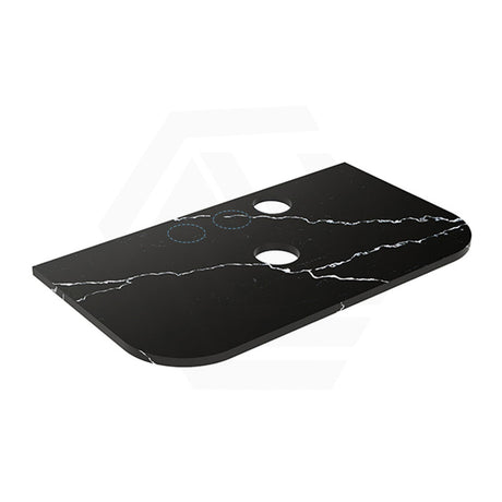 Lukka 20mm Thick Calacatta Night Curved Edge Zero Silica Engineer Stone Top with Center Waste Hole,  12 /10/2 O'clock Semi Drilled Tap Hole Available 605-1805mm