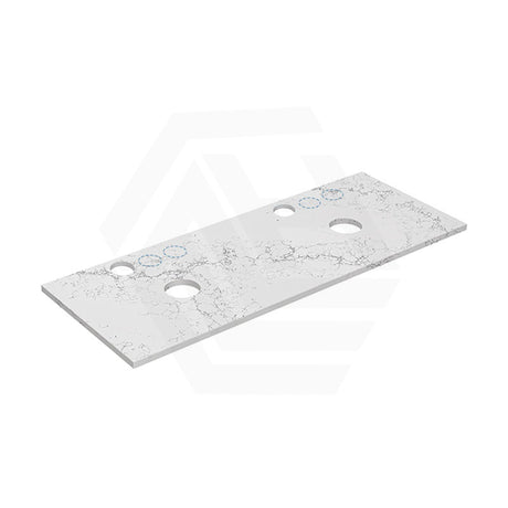 Lukka 20mm Thick Calacatta White Zero Silica Engineer Stone Top with Center Waste Hole,  12 /10/2 O'clock Semi Drilled Tap Hole Available 605-1505mm