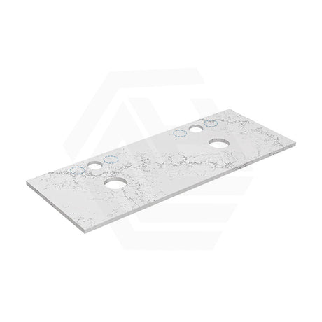 Lukka 20mm Thick Calacatta White Zero Silica Engineer Stone Top with Center Waste Hole,  12 /10/2 O'clock Semi Drilled Tap Hole Available 605-1505mm