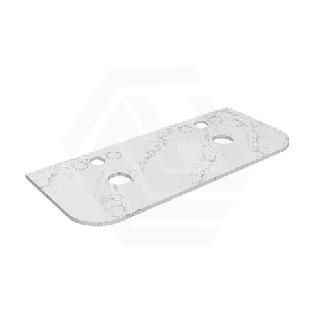 Lukka 20mm Thick Calacatta White Curved Edge Zero Silica Engineer Stone Top with Center Waste Hole,  12 /10/2 O'clock Semi Drilled Tap Hole Available 605-1805mm