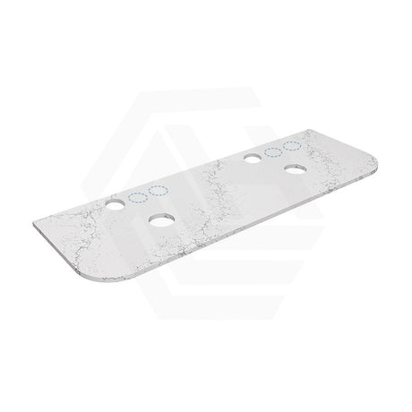 Lukka 20mm Thick Calacatta White Curved Edge Zero Silica Engineer Stone Top with Center Waste Hole,  12 /10/2 O'clock Semi Drilled Tap Hole Available 605-1805mm